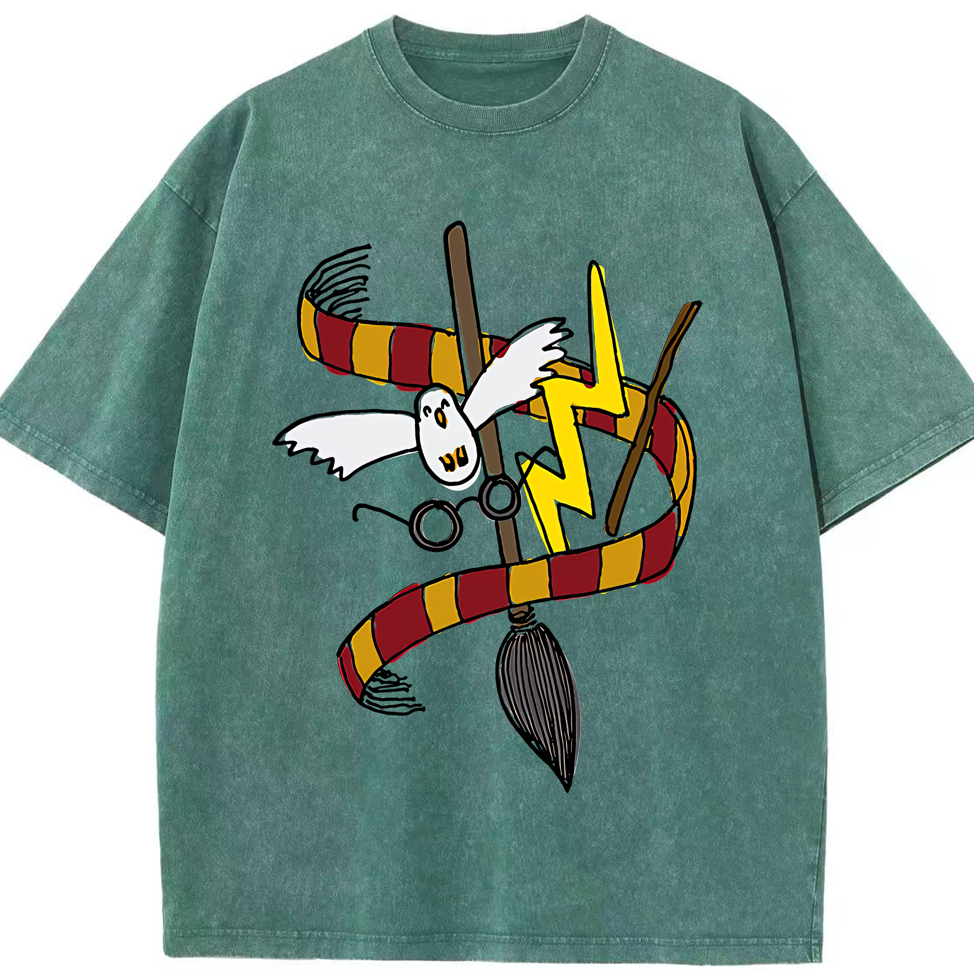 （画像用） Harry Potter ハリー・ポッターシリーズ 綿100% ヴィンテージ風 半袖Tシャツ（フロントプリント）